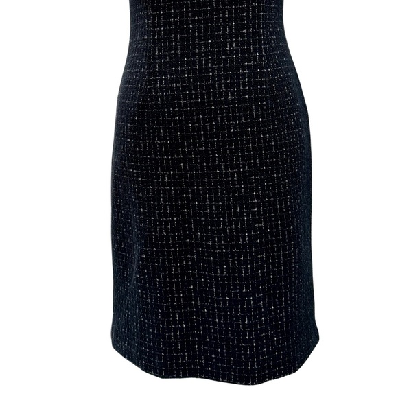 Ann Taylor Stretch Tweed Sleeveless Dress- Black & White | V-Neck (0P) LIKE NEW! - Picture 8 of 14
